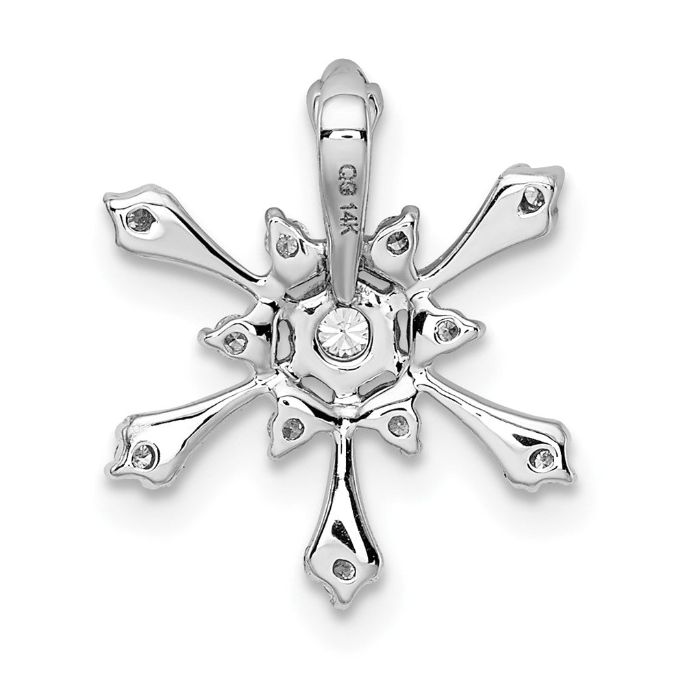 14K Weißgold Echt Diamant Schneeflocke Kette Anhänger