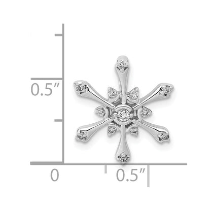 14K Weißgold Echt Diamant Schneeflocke Kette Anhänger