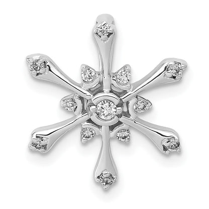 14K Weißgold Echt Diamant Schneeflocke Kette Anhänger