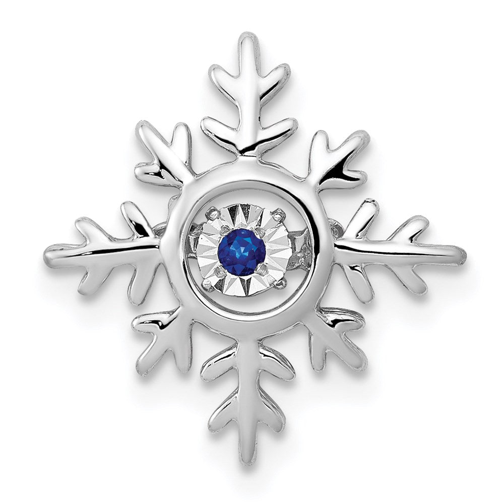 14K Weißgold Schneeflocken-Anhänger mit lebhaftem beweglichem Saphir