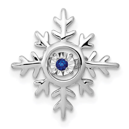 14K Weißgold Schneeflocken-Anhänger mit lebhaftem beweglichem Saphir