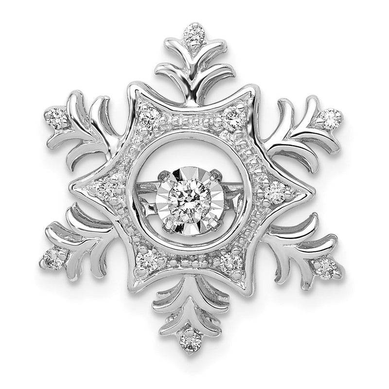 14K Weißgold Anhänger Schneeflocke mit 0,16 ct. lebendigen beweglichen echten Diamanten