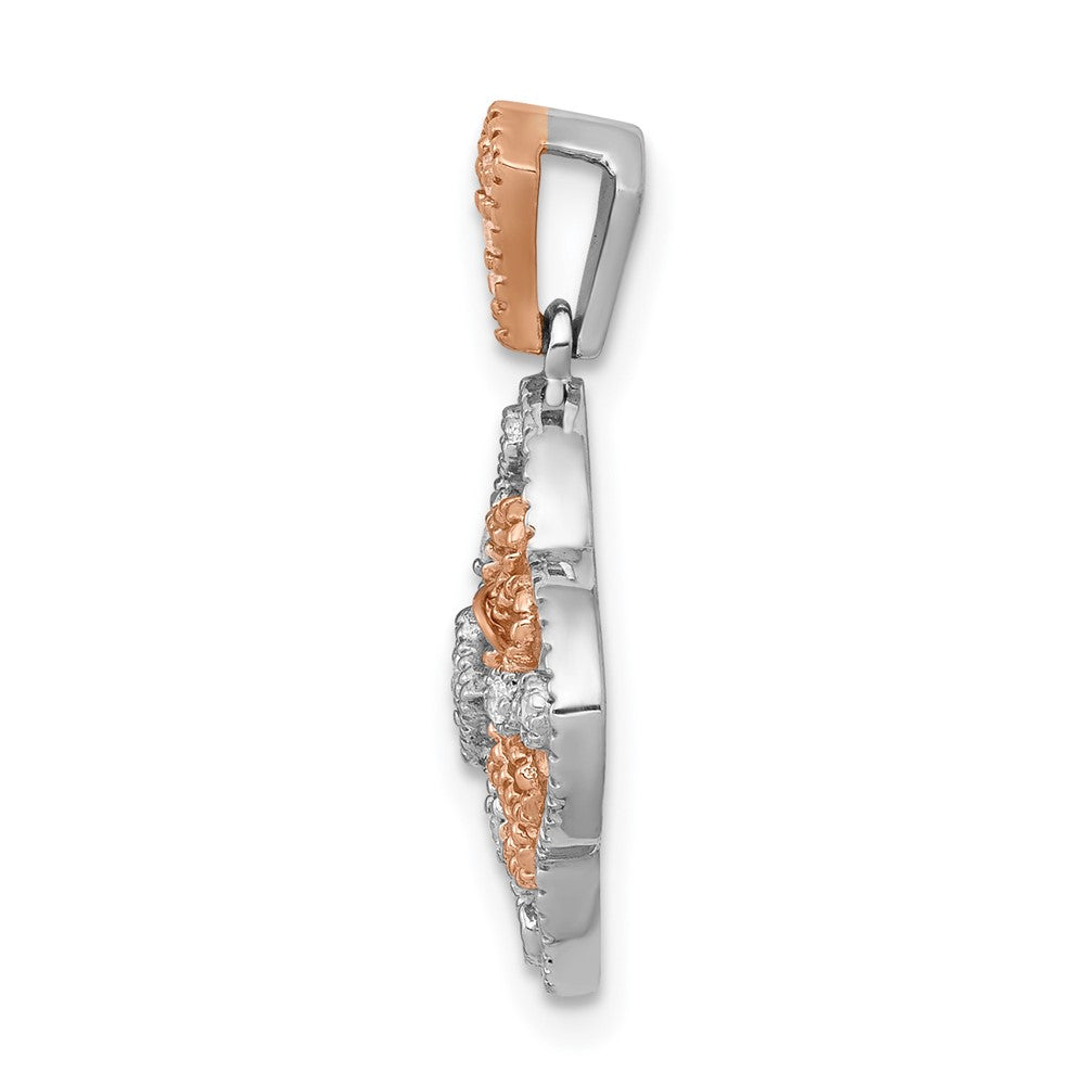 14K Weißgold mit Rosé-Rhodium-Beschichtung Vintage-Anhänger mit echtem Diamant