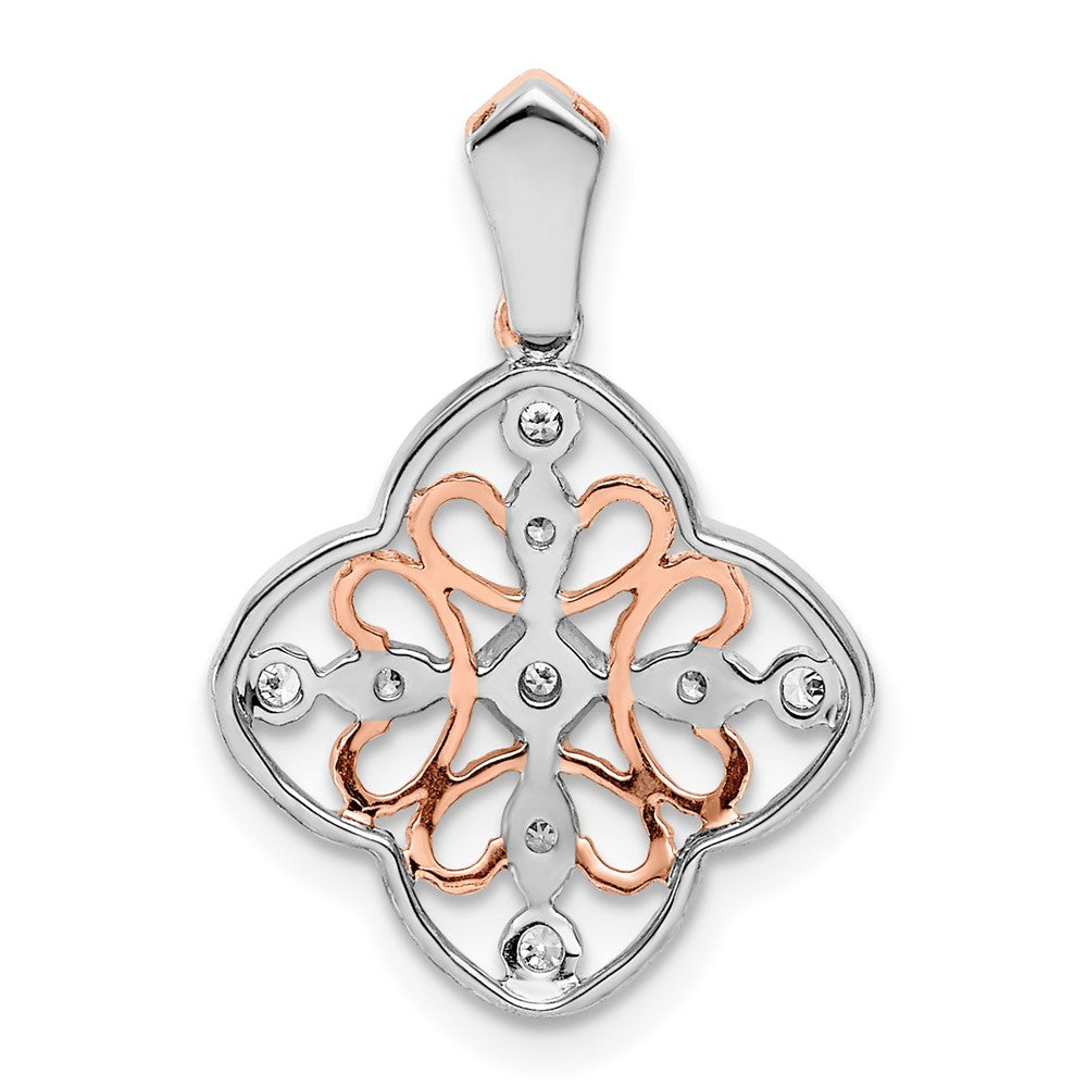14K Weißgold mit Rosé-Rhodium-Beschichtung Vintage-Anhänger mit echtem Diamant