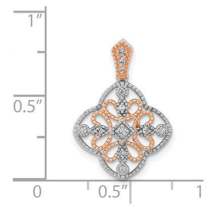 14K Weißgold mit Rosé-Rhodium-Beschichtung Vintage-Anhänger mit echtem Diamant