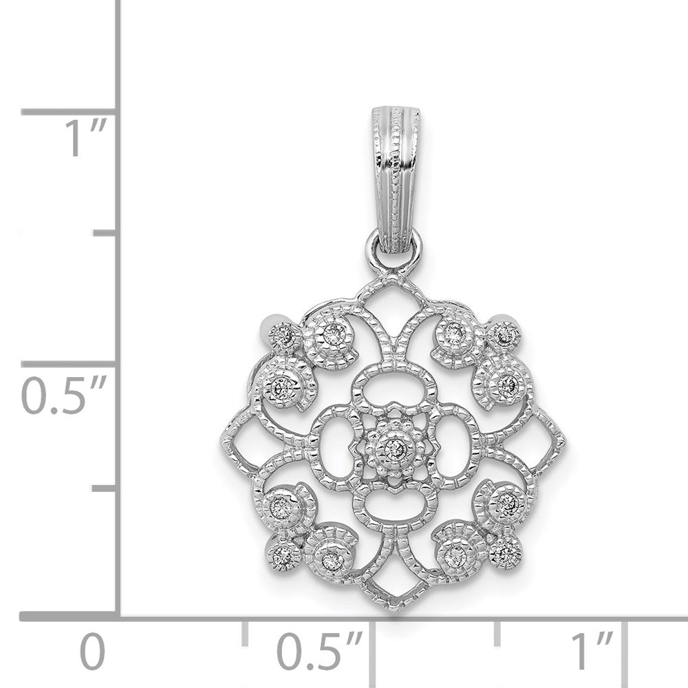 14k Weißgold Fancy 0,15 ct. Echter Diamant Vintage-Anhänger