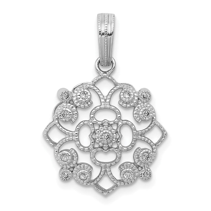 14k Weißgold Fancy 0,15 ct. Echter Diamant Vintage-Anhänger