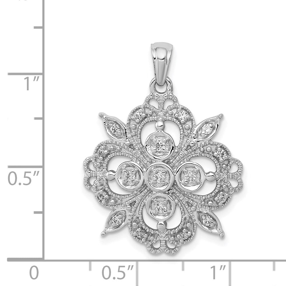 14K Weißgold Filigran-Anhänger mit 0,25 ct. echten Diamanten