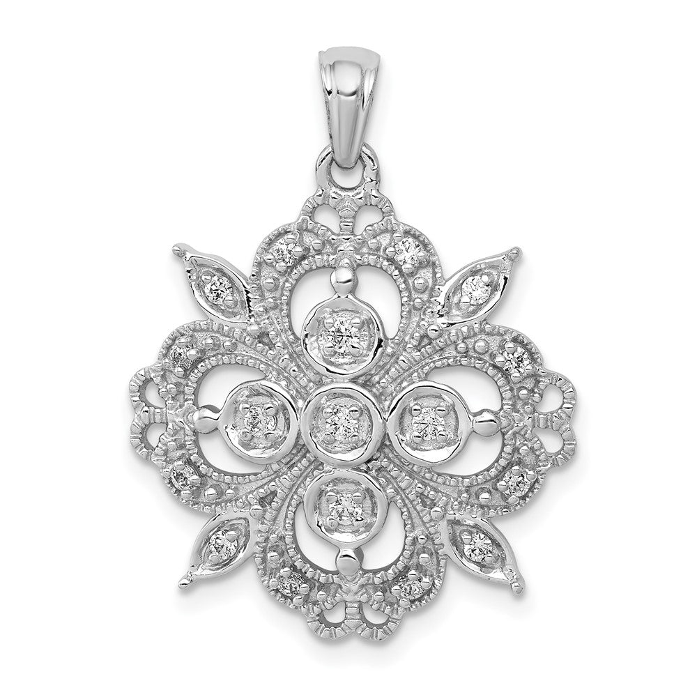 14K Weißgold Filigran-Anhänger mit 0,25 ct. echten Diamanten