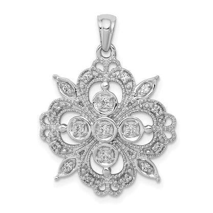 14K Weißgold Filigran-Anhänger mit 0,25 ct. echten Diamanten
