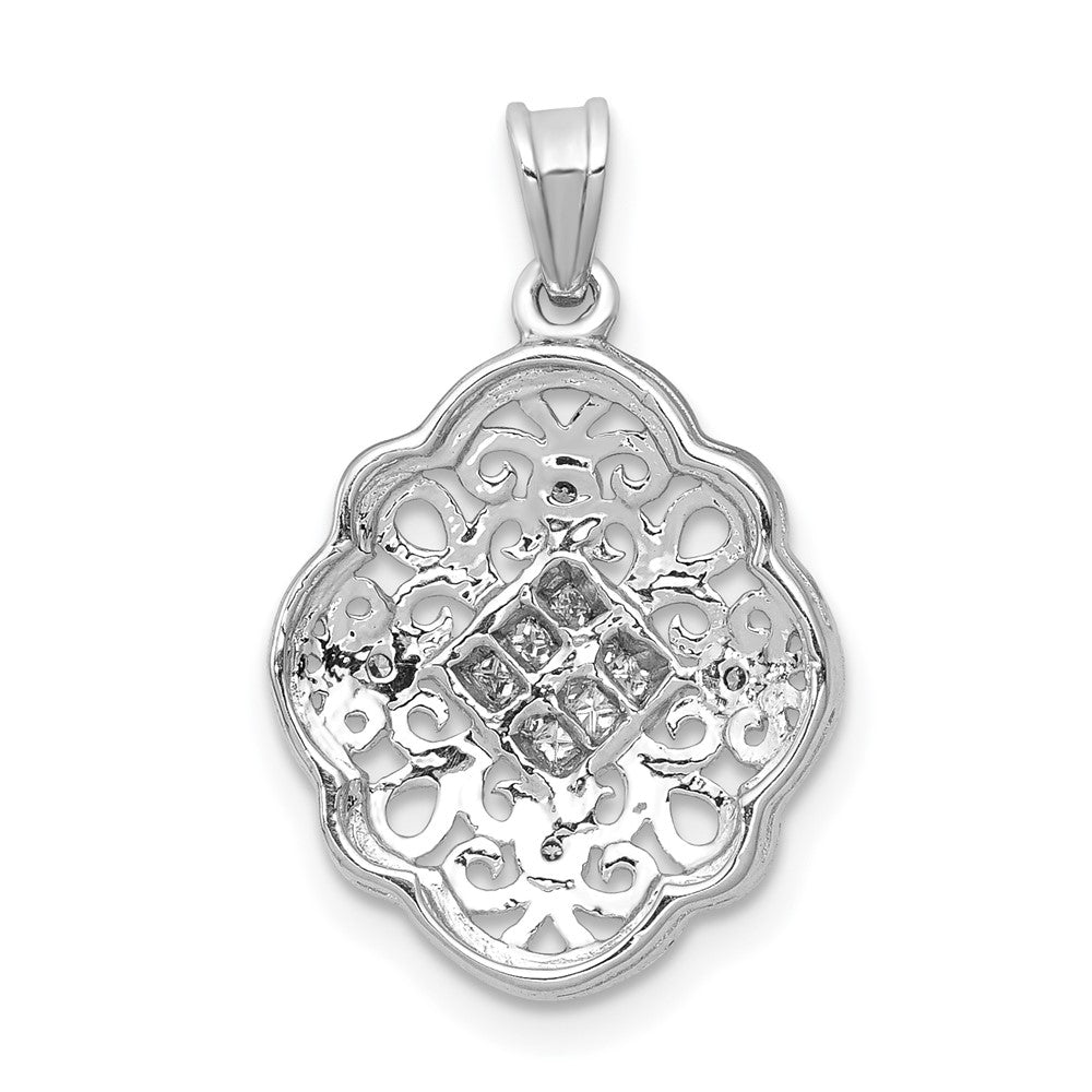 14K Weißgold Vintage-Anhänger mit 0,125 ct. echtem Diamant