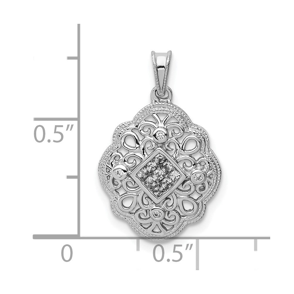 14K Weißgold Vintage-Anhänger mit 0,125 ct. echtem Diamant