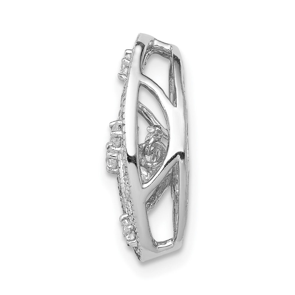 14K Weißgold Ovaler Gleitanhänger mit lebhaftem echten Diamant