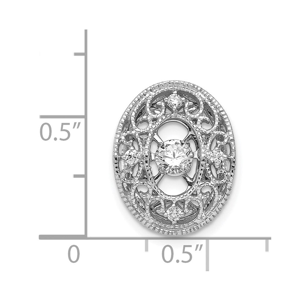 14K Weißgold Ovaler Gleitanhänger mit lebhaftem echten Diamant