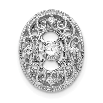 14K Weißgold Ovaler Gleitanhänger mit lebhaftem echten Diamant