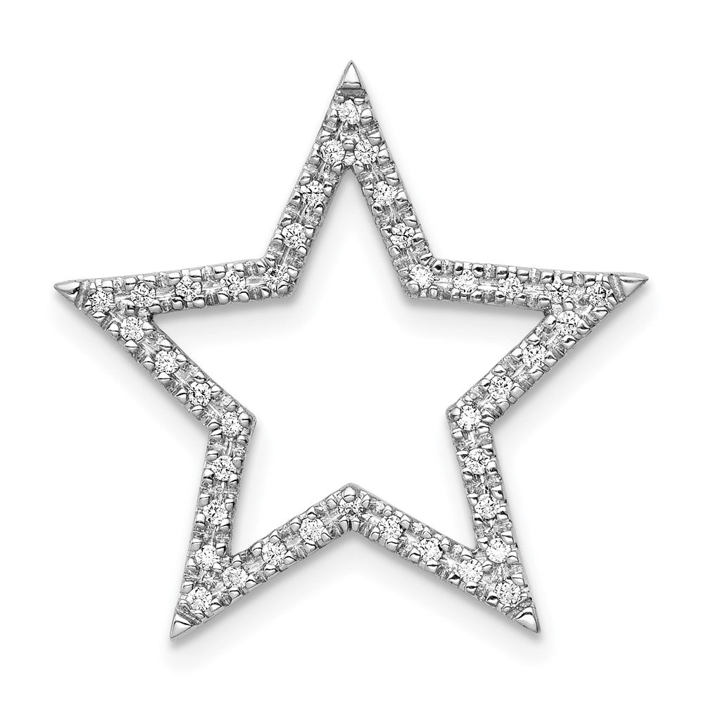14K Weißgold Gleitanhänger Stern mit 0,16 ct. Labor-Diamant VS/SI+ G+ für Kette