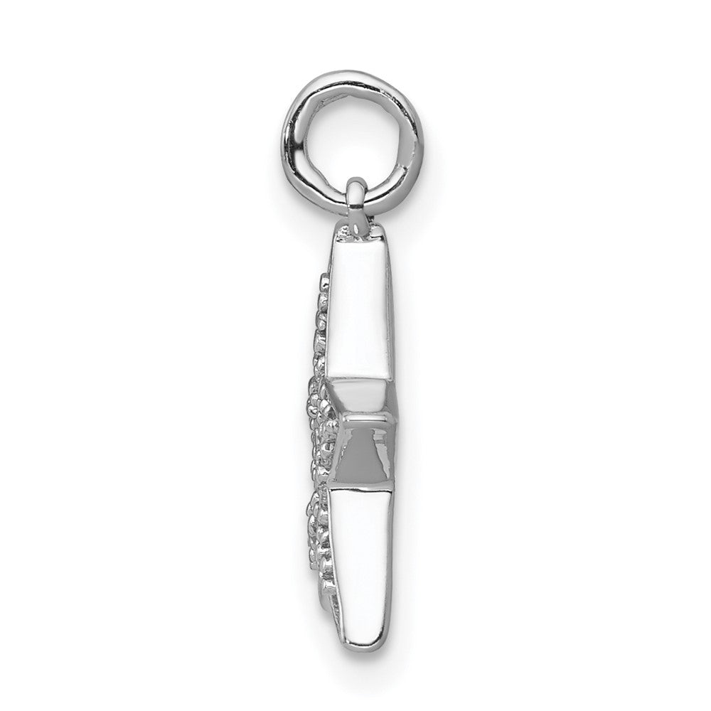 14K Weißgold Stern-Charm mit 0,05 ct. echtem Diamant