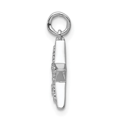14K Weißgold Stern-Charm mit 0,05 ct. echtem Diamant