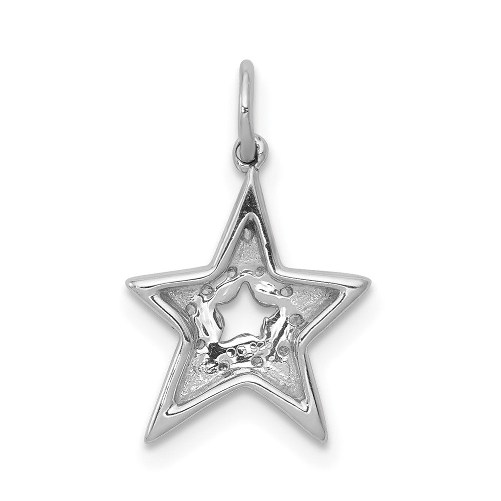 14K Weißgold Stern-Charm mit 0,05 ct. echtem Diamant