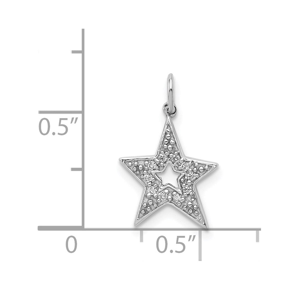 14K Weißgold Stern-Charm mit 0,05 ct. echtem Diamant
