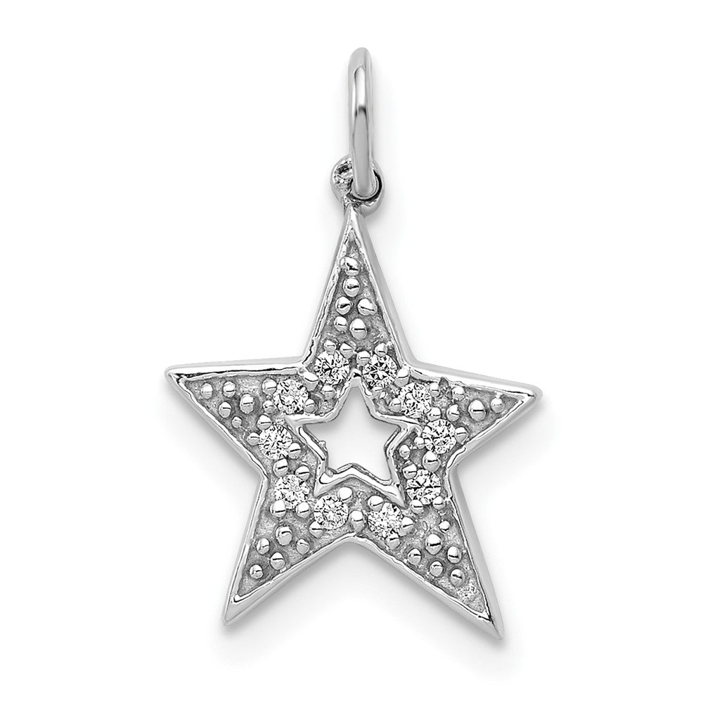 14K Weißgold Stern-Charm mit 0,05 ct. echtem Diamant