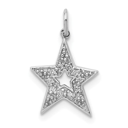 14K Weißgold Stern-Charm mit 0,05 ct. echtem Diamant