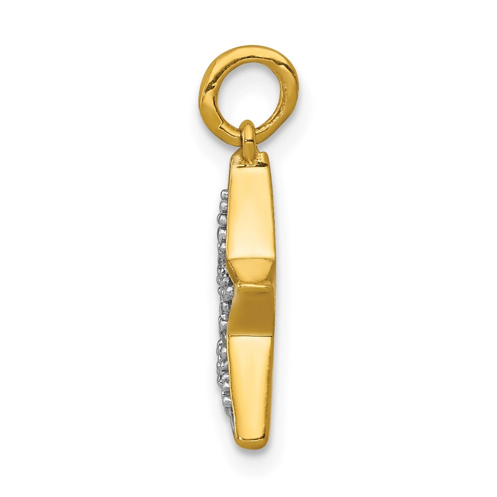 14K Gelbgold Stern-Charm mit echtem Diamant
