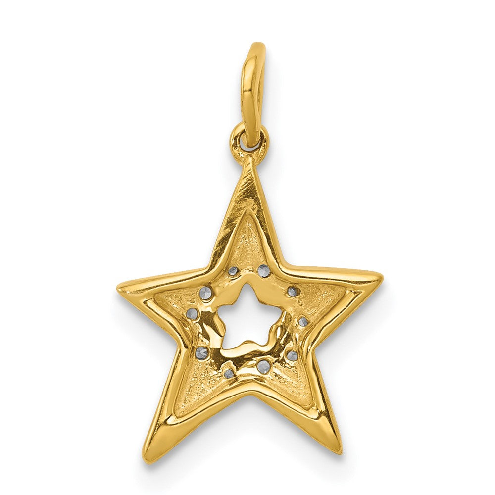14K Gelbgold Stern-Charm mit echtem Diamant
