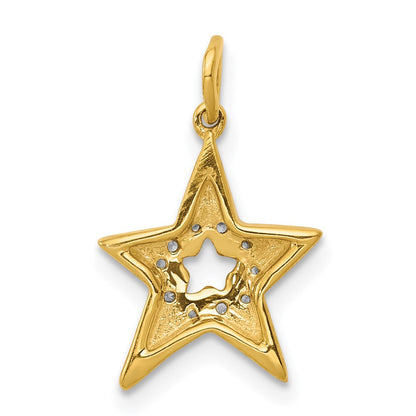 14K Gelbgold Stern-Charm mit echtem Diamant