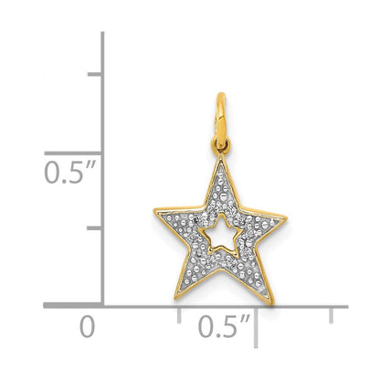 14K Gelbgold Stern-Charm mit echtem Diamant