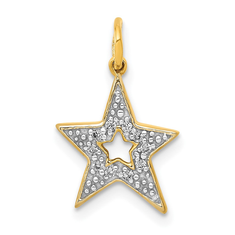 14K Gelbgold Stern-Charm mit echtem Diamant