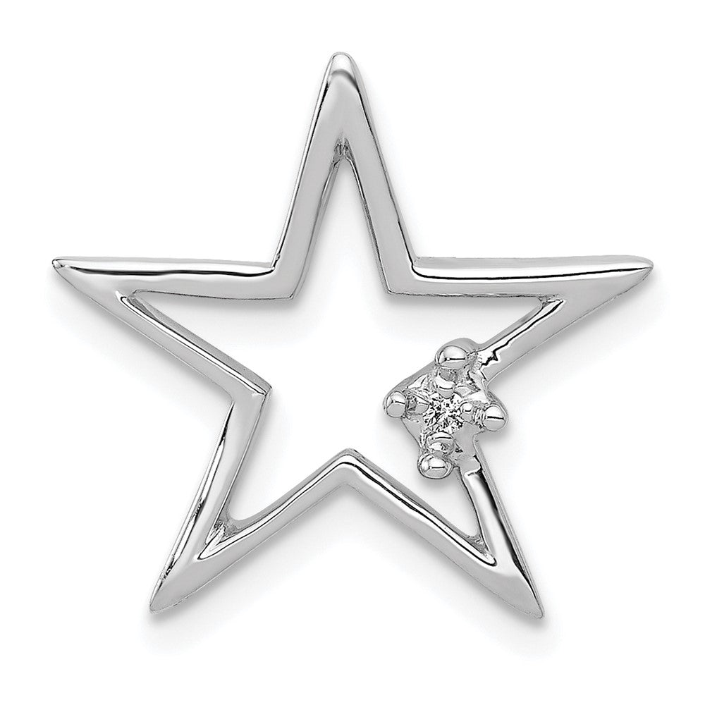14K Weißgold.01ct. Echt Diamant Stern Kette Anhänger