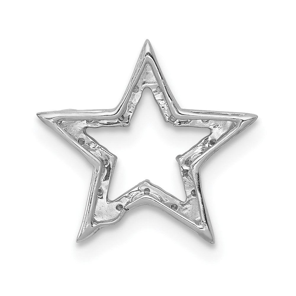 14K Weißgold Kleiner Echtdiamant-Stern-Kettengleitanhänger