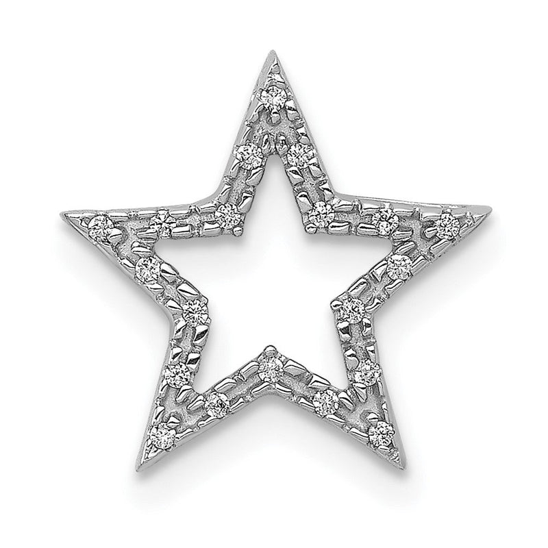 14K Weißgold Kleiner Echtdiamant-Stern-Kettengleitanhänger