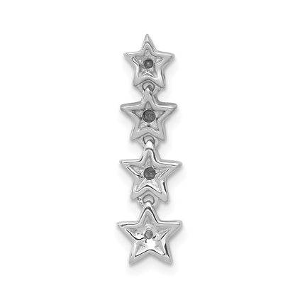14K Weißgold Echt Diamant Vier Sterne Kette Anhänger