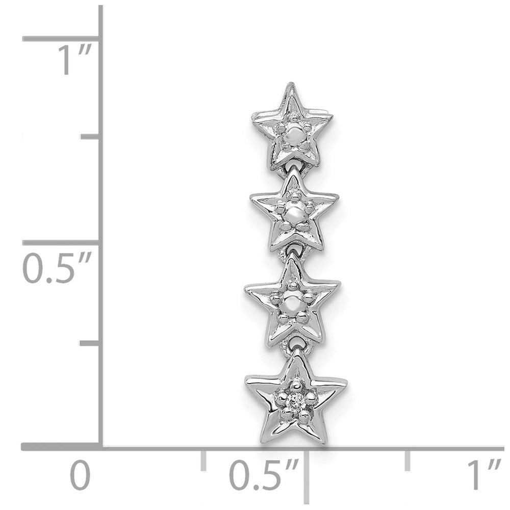 14K Weißgold Echt Diamant Vier Sterne Kette Anhänger