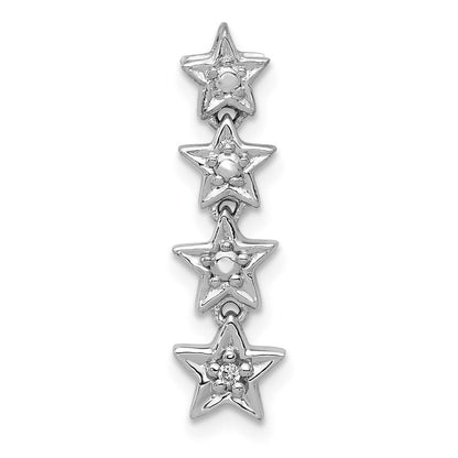 14K Weißgold Echt Diamant Vier Sterne Kette Anhänger
