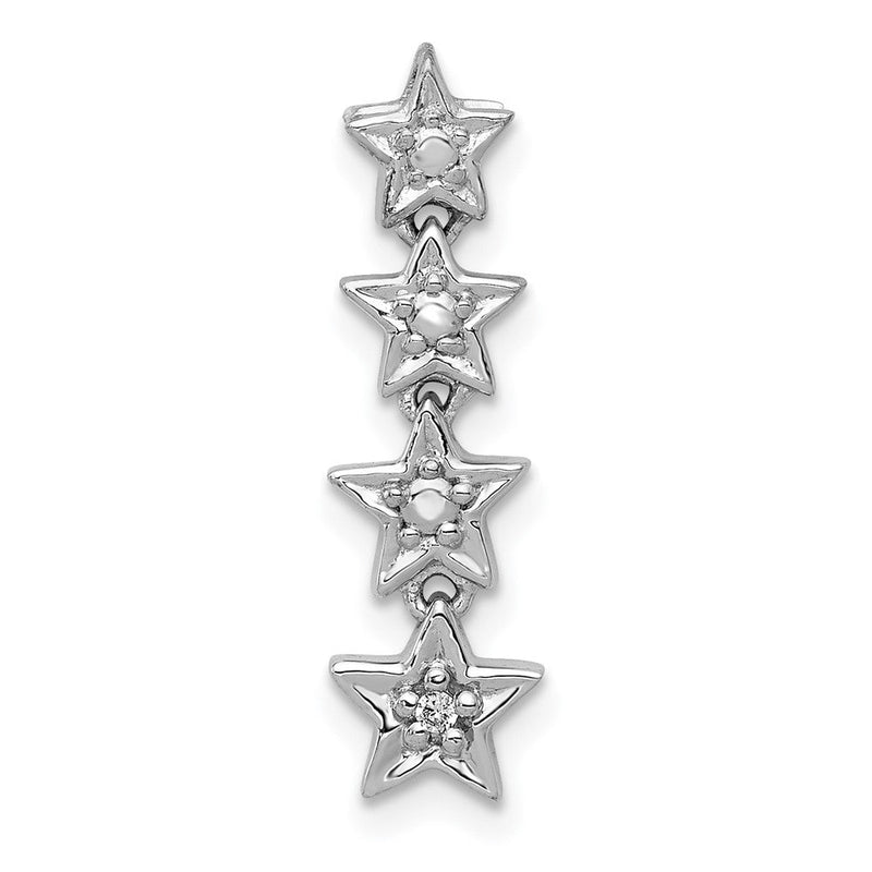 14K Weißgold Echt Diamant Vier Sterne Kette Anhänger