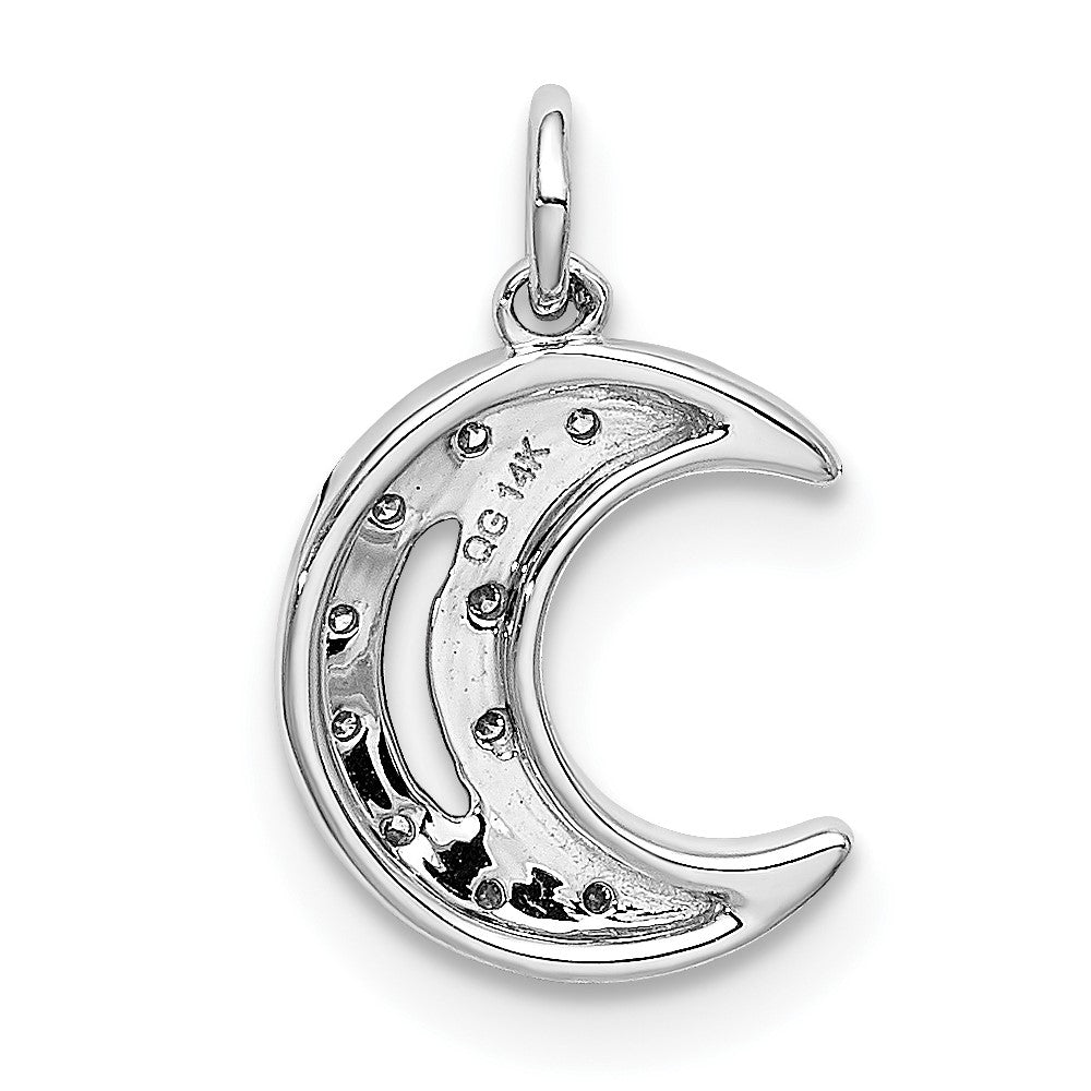 14K Weißgold Mond-Charm mit echten Diamanten