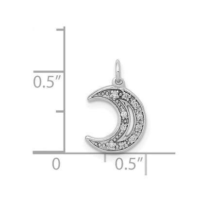 14K Weißgold Mond-Charm mit echten Diamanten