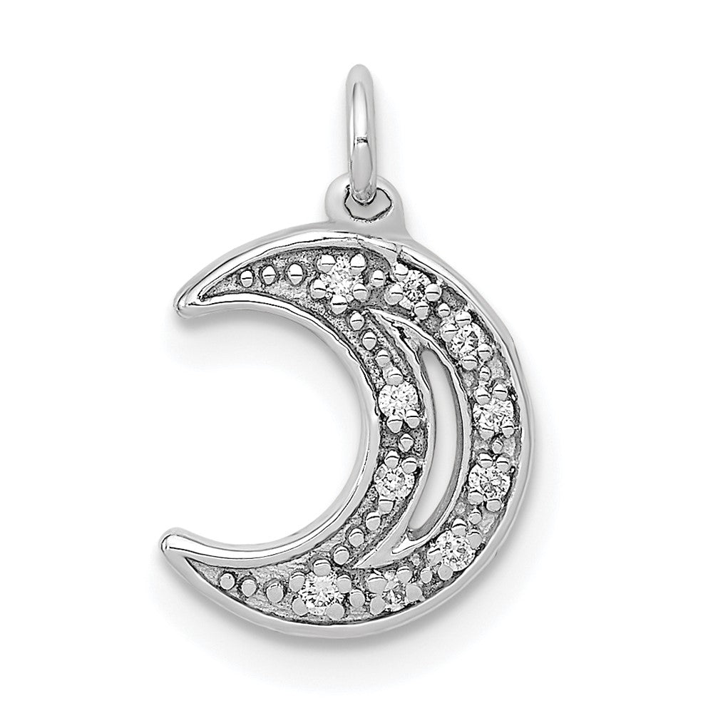 14K Weißgold Mond-Charm mit echten Diamanten