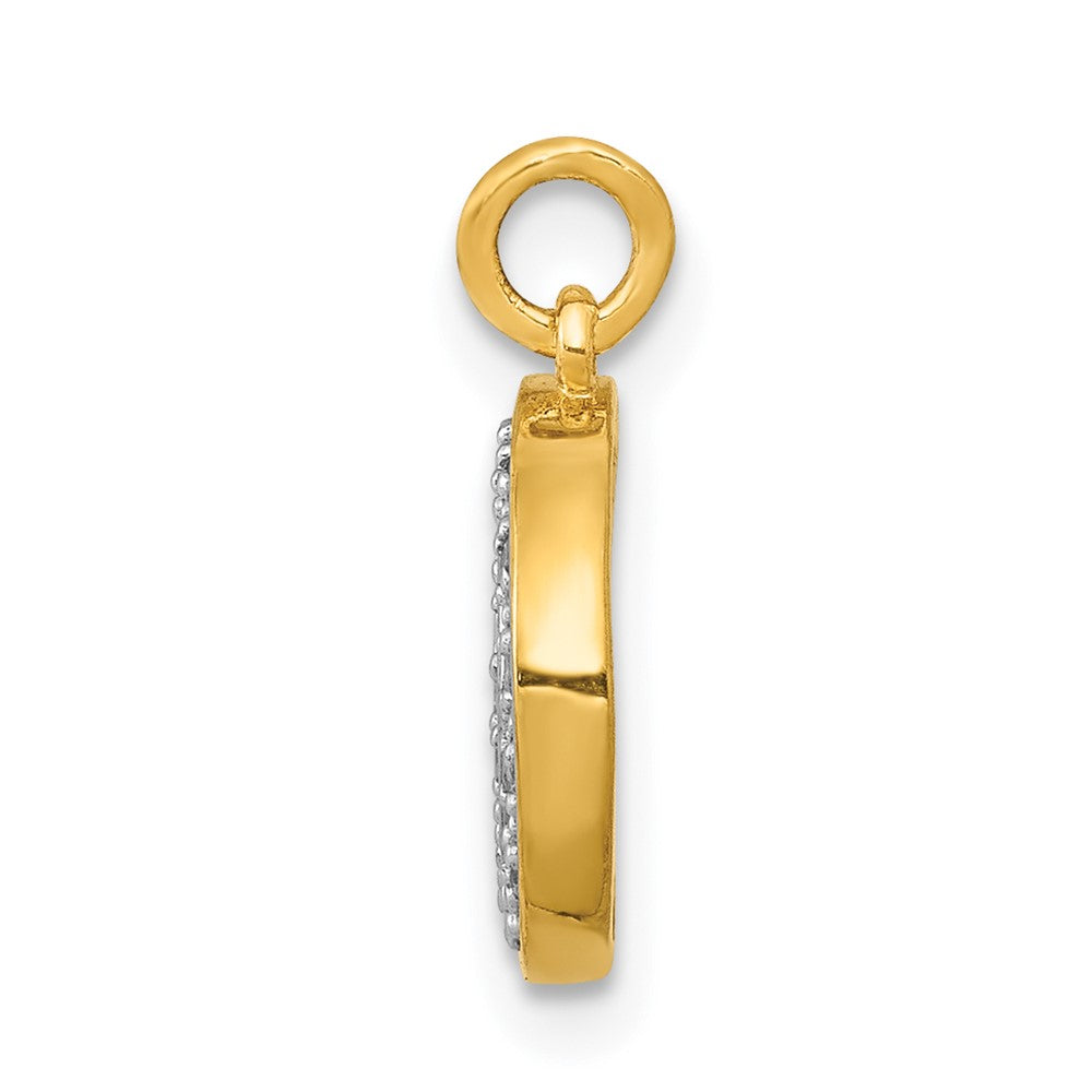 14K Gelbgold Echter Diamant-Mond-Charm