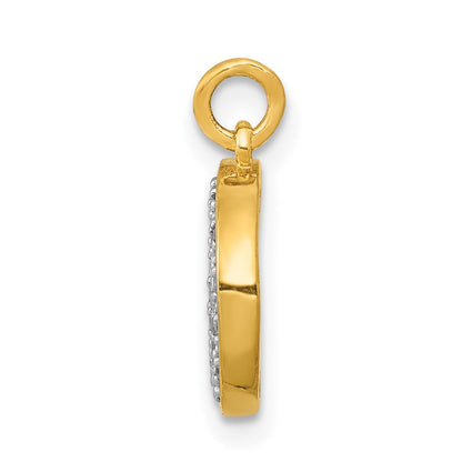 14K Gelbgold Echter Diamant-Mond-Charm