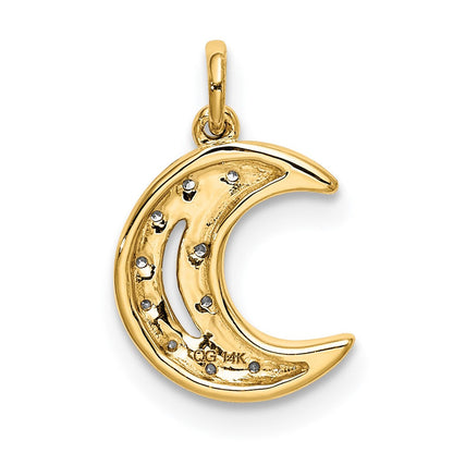 14K Gelbgold Echter Diamant-Mond-Charm