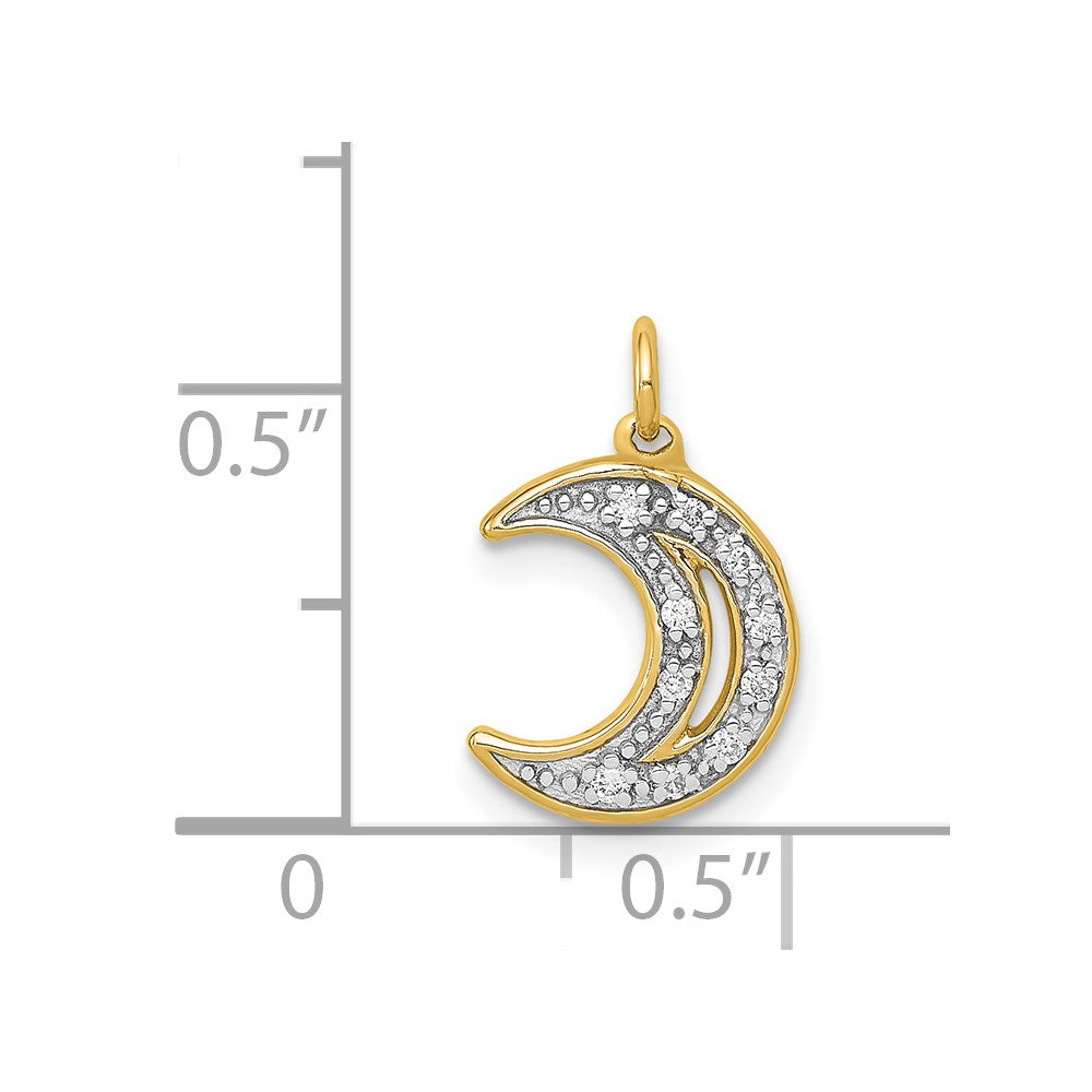 14K Gelbgold Echter Diamant-Mond-Charm