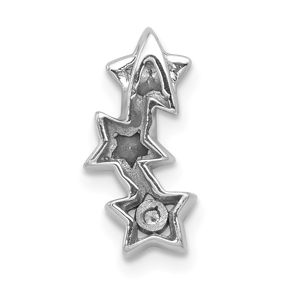 14K Weißgold Echt Diamant Drei Sterne Kette Anhänger