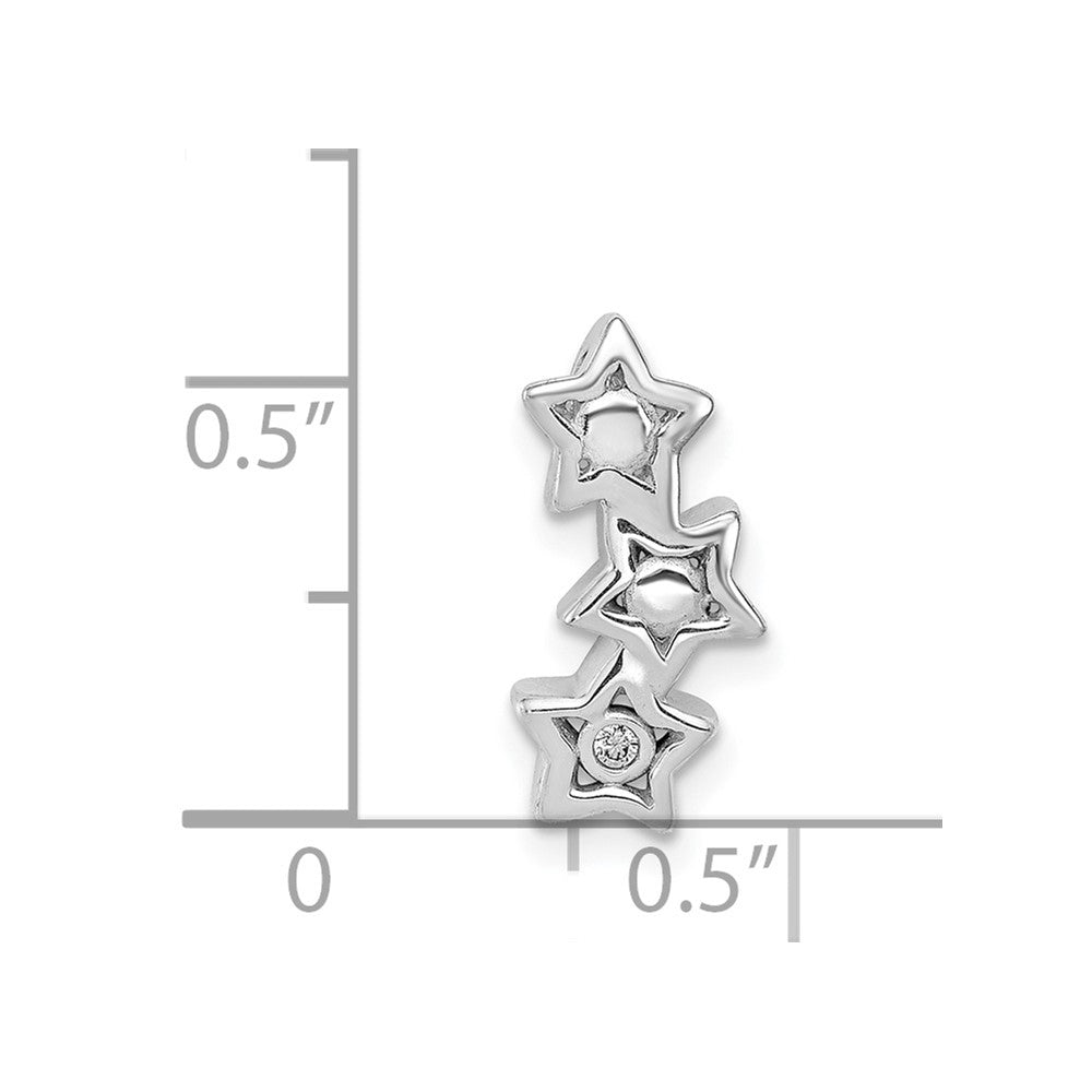 14K Weißgold Echt Diamant Drei Sterne Kette Anhänger