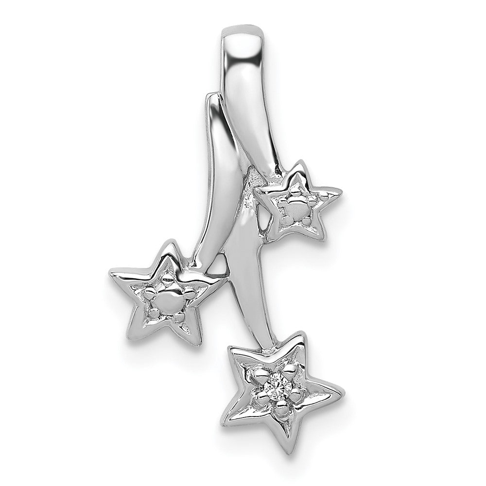 14K Weißgold Echt Diamant Shooting Sterne Kette Anhänger