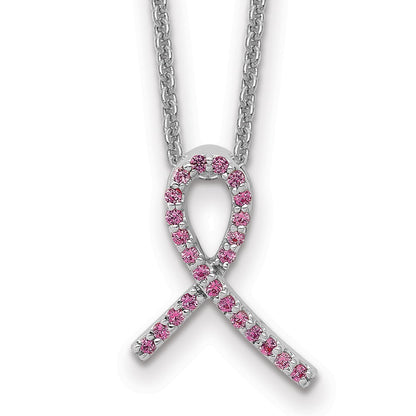 14K Weißgold Bewusstsein Rosa Saphir Halskette