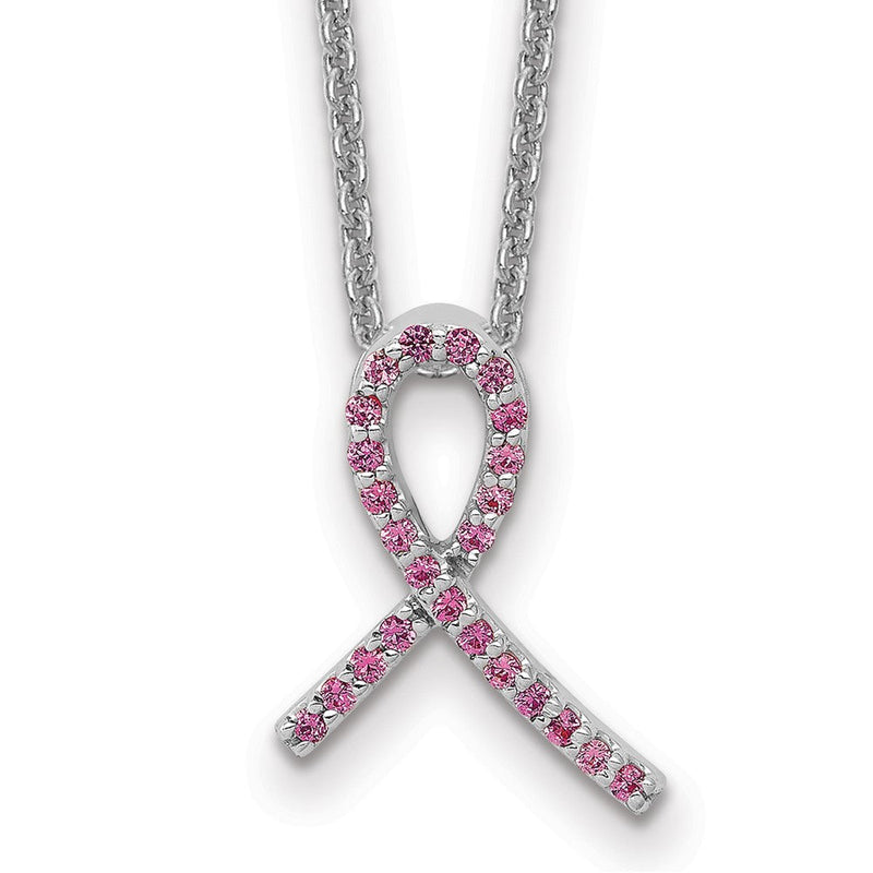 14K Weißgold Bewusstsein Rosa Saphir Halskette
